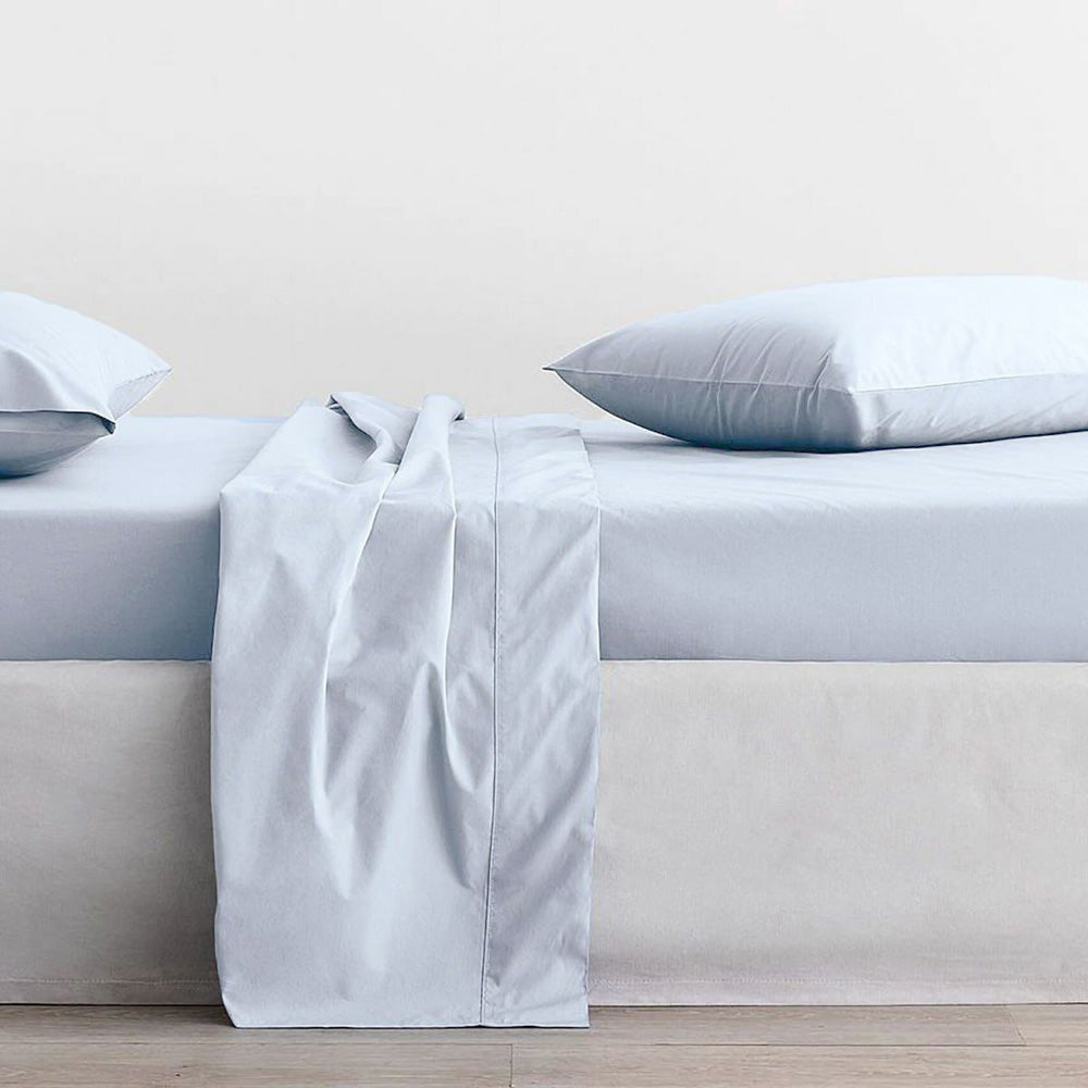 300TC Classic Percale Soft Blue Sheet Set | Double Bed