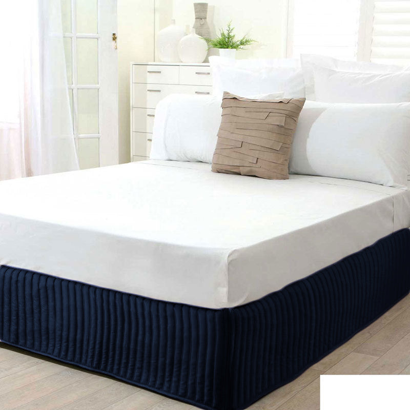 Navy Quilted Valance | Single Bed