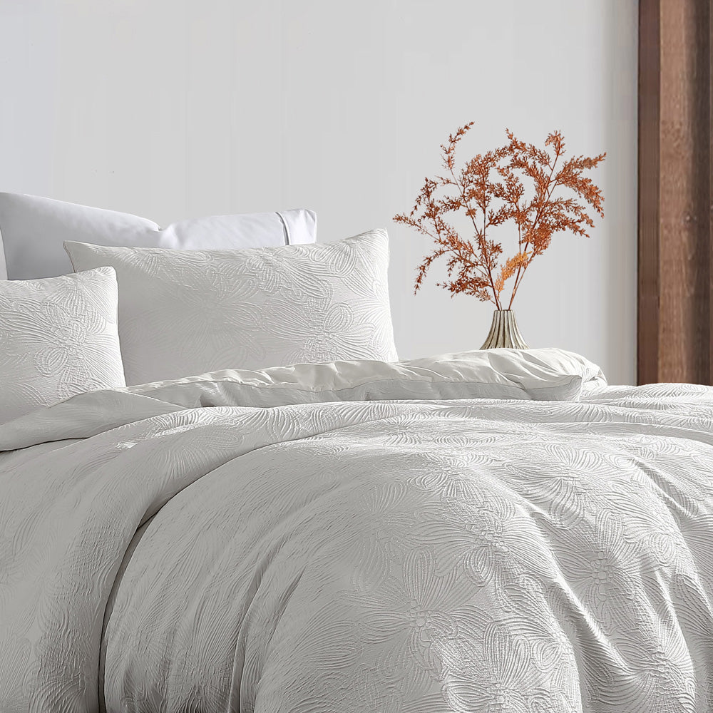 Ardor Boudoir Avena White Quilt Cover Set Closeup | My Linen