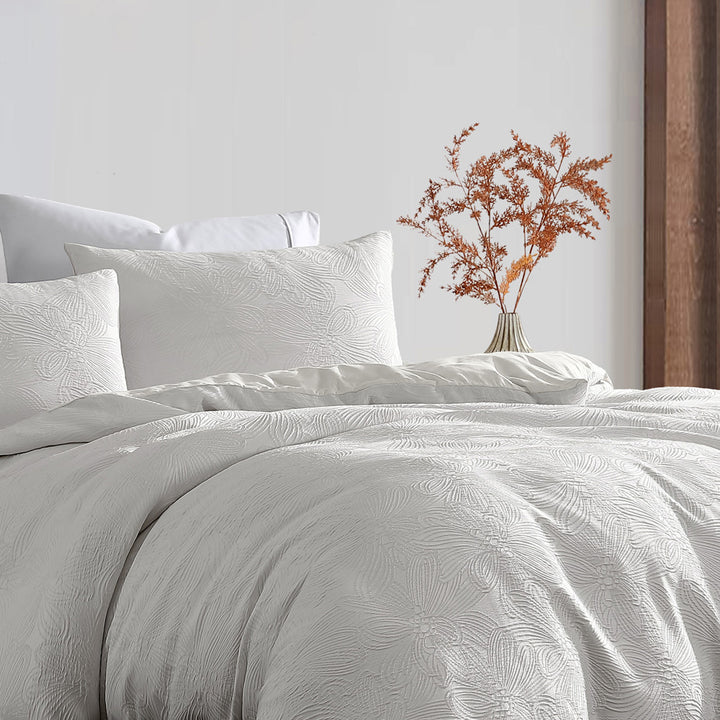 Ardor Boudoir Avena White Quilt Cover Set Closeup | My Linen