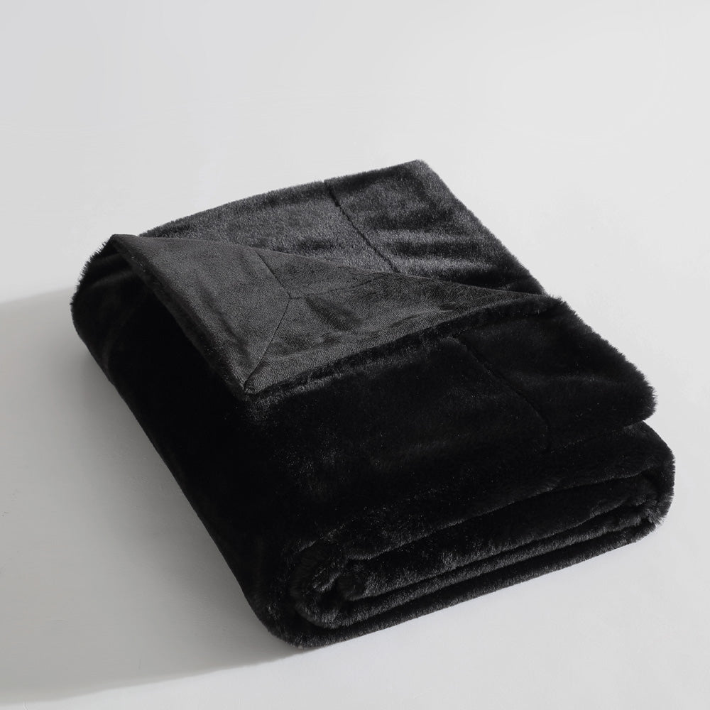 Ardor Boudoir Benz Black Faux Fur Throw Folded | My Linen