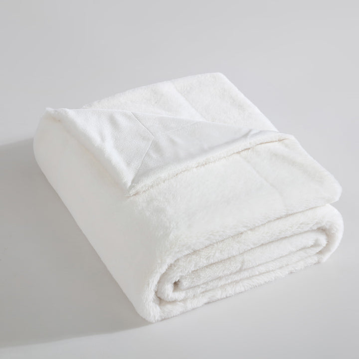 Ardor Boudoir Benz Cream Faux Fur Throw Folded | My Linen