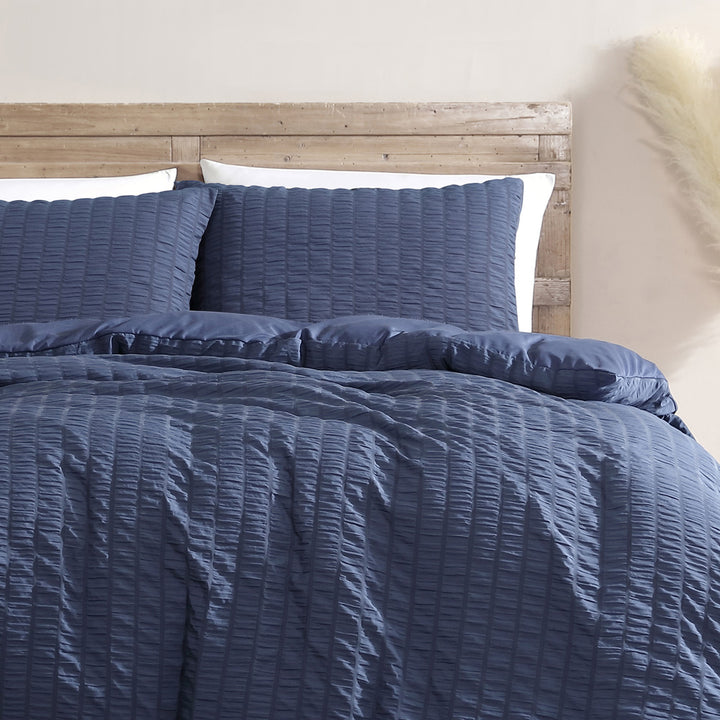Ardor Boudoir Byron Navy Quilt Cover Set Closeup | My Linen