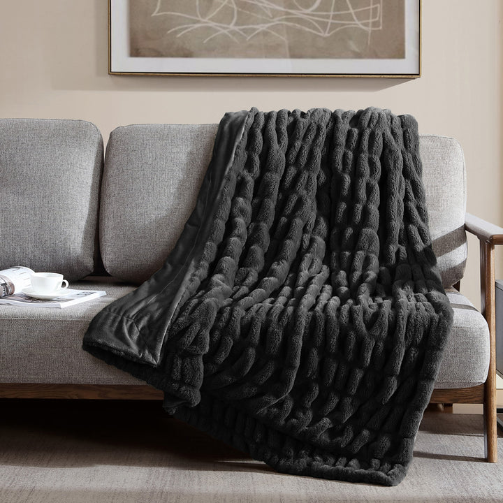 Ardor Boudoir Clayton Black Faux Fur Throw | My Linen
