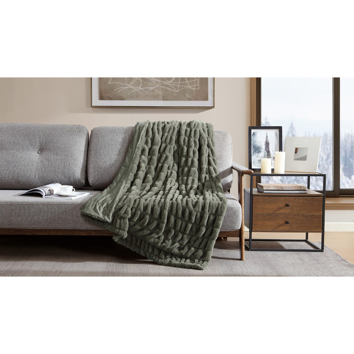 Ardor Boudoir Clayton Khaki Faux Fur Throw Lifestyle | My Linen