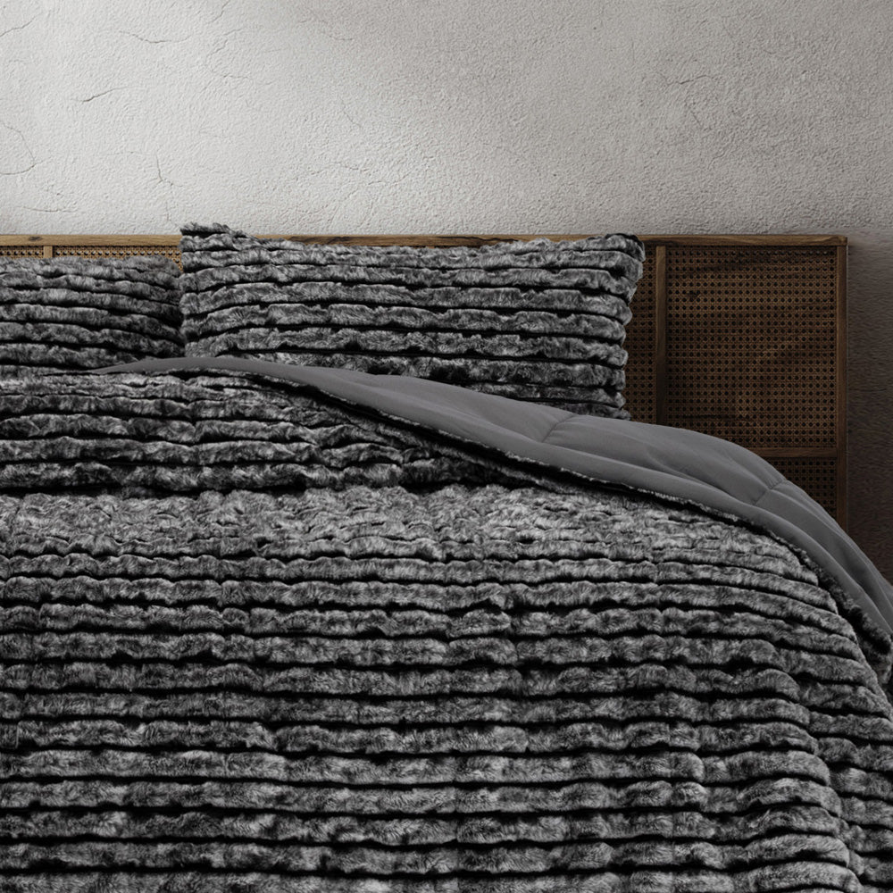 Ardor Boudoir Cole Ash Quilt Cover Set Closeup | My Linen