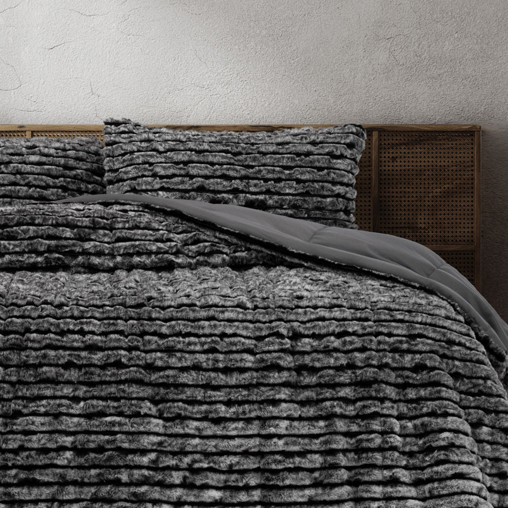 Ardor Boudoir Cole Ash Comforter Set Closeup | My Linen