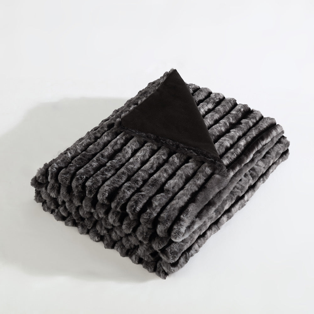 Ardor Boudoir Cole Ash Faux Fur Throw Folded | My Linen