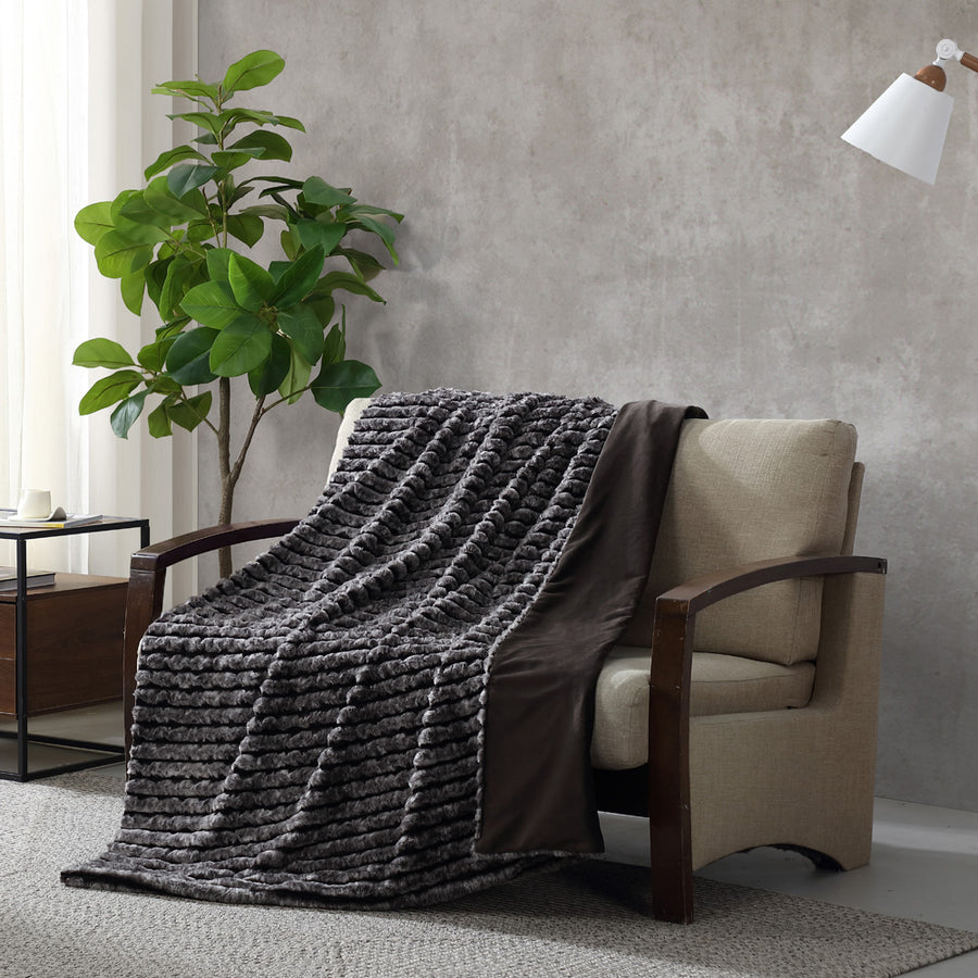 Ardor Boudoir Cole Ash Faux Fur Throw | My Linen