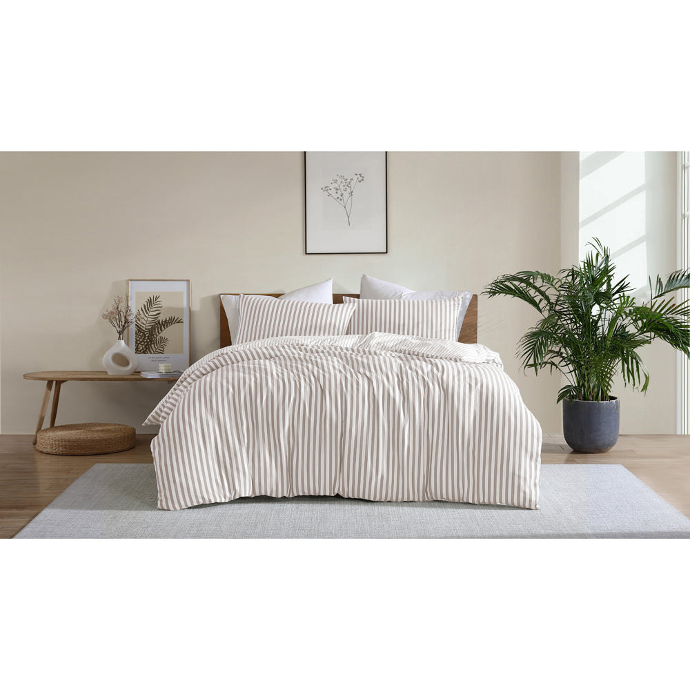 Ardor Boudoir Frankie Stripe Natural Quilt Cover Set Lifestyle | My Linen