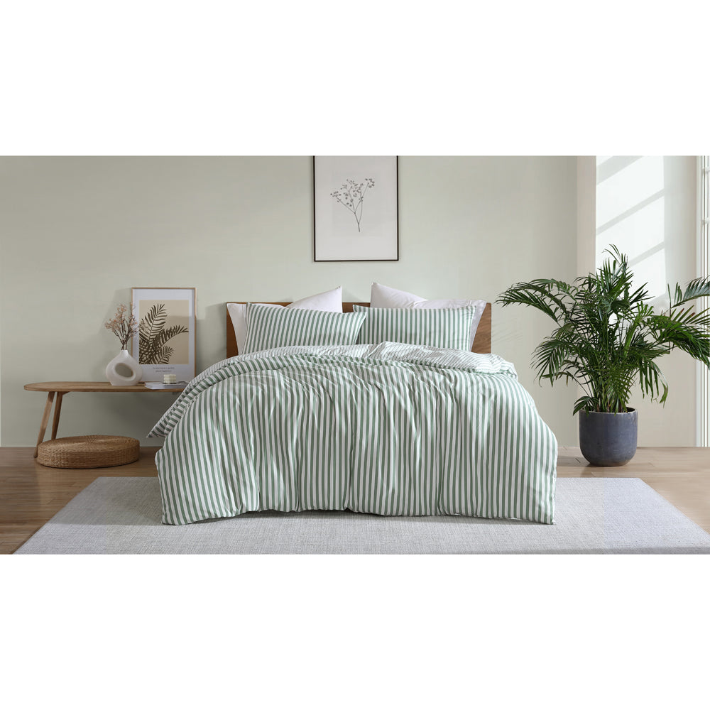 Ardor Boudoir Frankie Stripe Sage Quilt Cover Set Lifestyle | My Linen