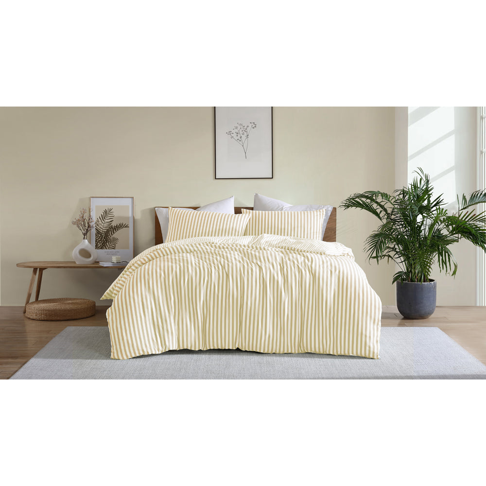Ardor Boudoir Frankie Stripe Yellow Quilt Cover Set Lifestyle | My Linen