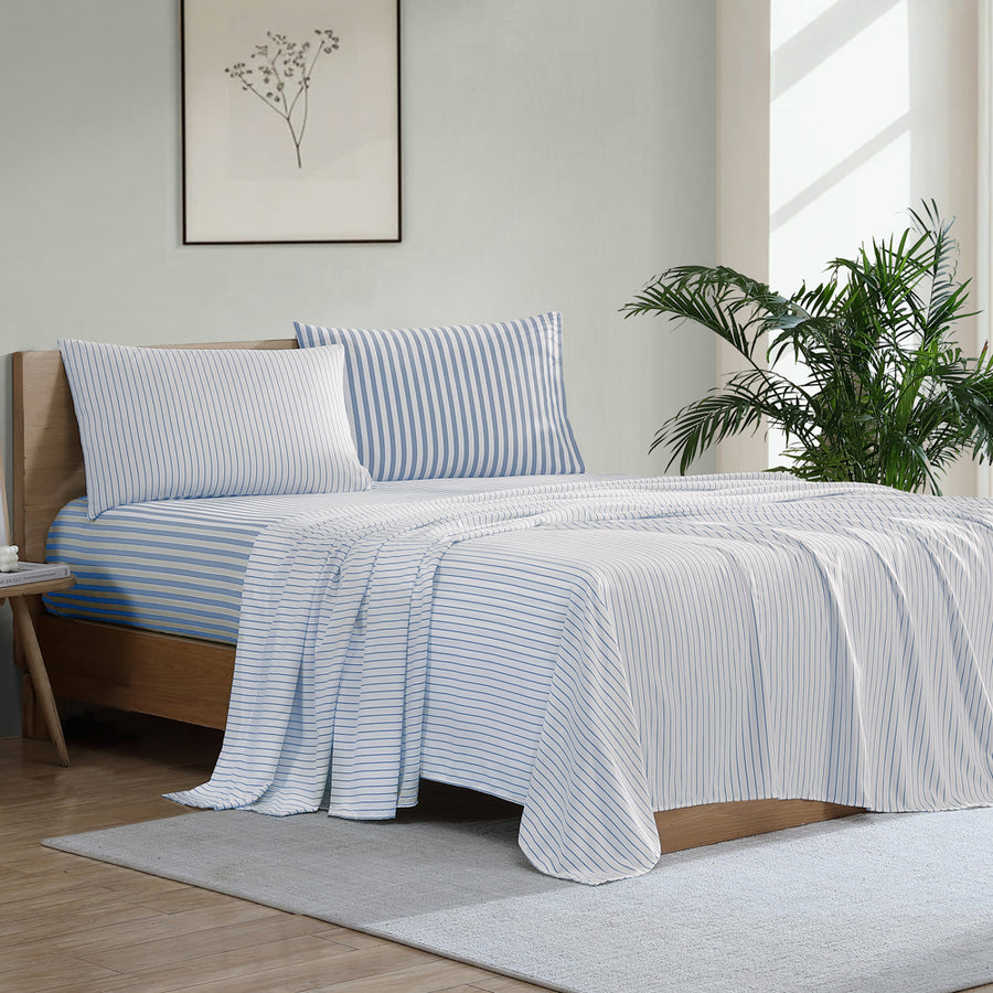 Ardor Boudoir Frankie Stripe Blue Sheet Set | My Linen