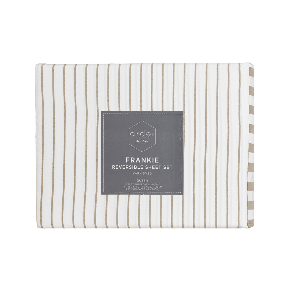Ardor Boudoir Frankie Stripe Natural Sheet Set Packaged | My Linen