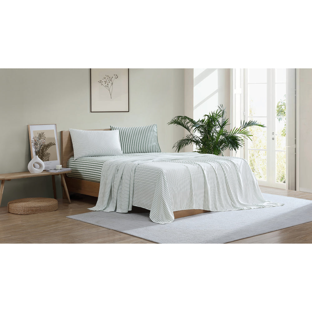 Ardor Boudoir Frankie Stripe Sage Sheet Set Lifestyle | My Linen