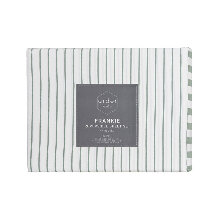 Ardor Boudoir Frankie Stripe Sage Sheet Set Packaged | My Linen
