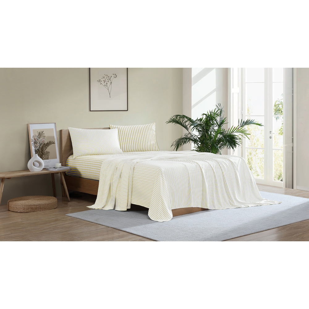Ardor Boudoir Frankie Stripe Yellow Sheet Set Lifestyle | My Linen