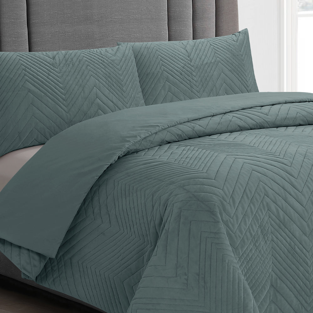 Ardor Boudoir Hana Stormy Sea Quilt Cover Set Closeup | My Linen