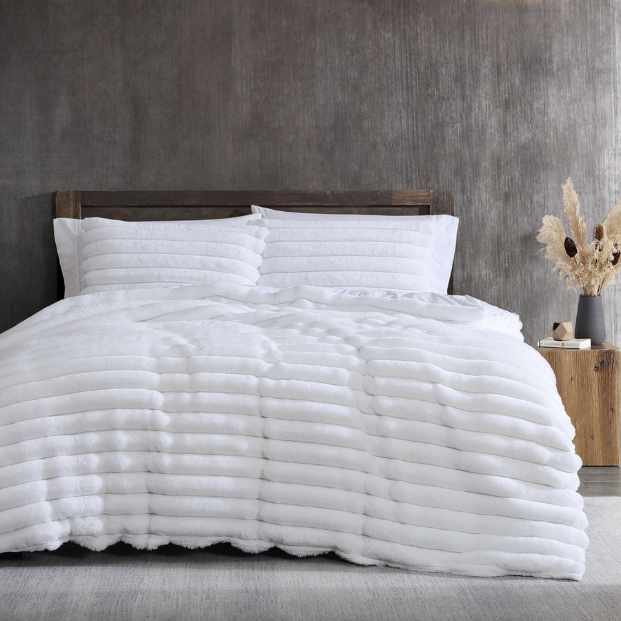 Ardor Boudoir Jax Faux Fur White Quilt Cover Set | My Linen