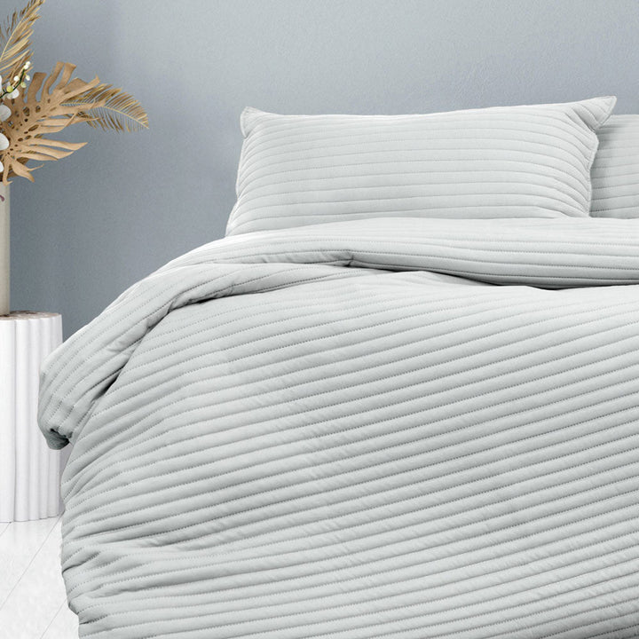 London Silver Quilt Cover Set | Double Bed