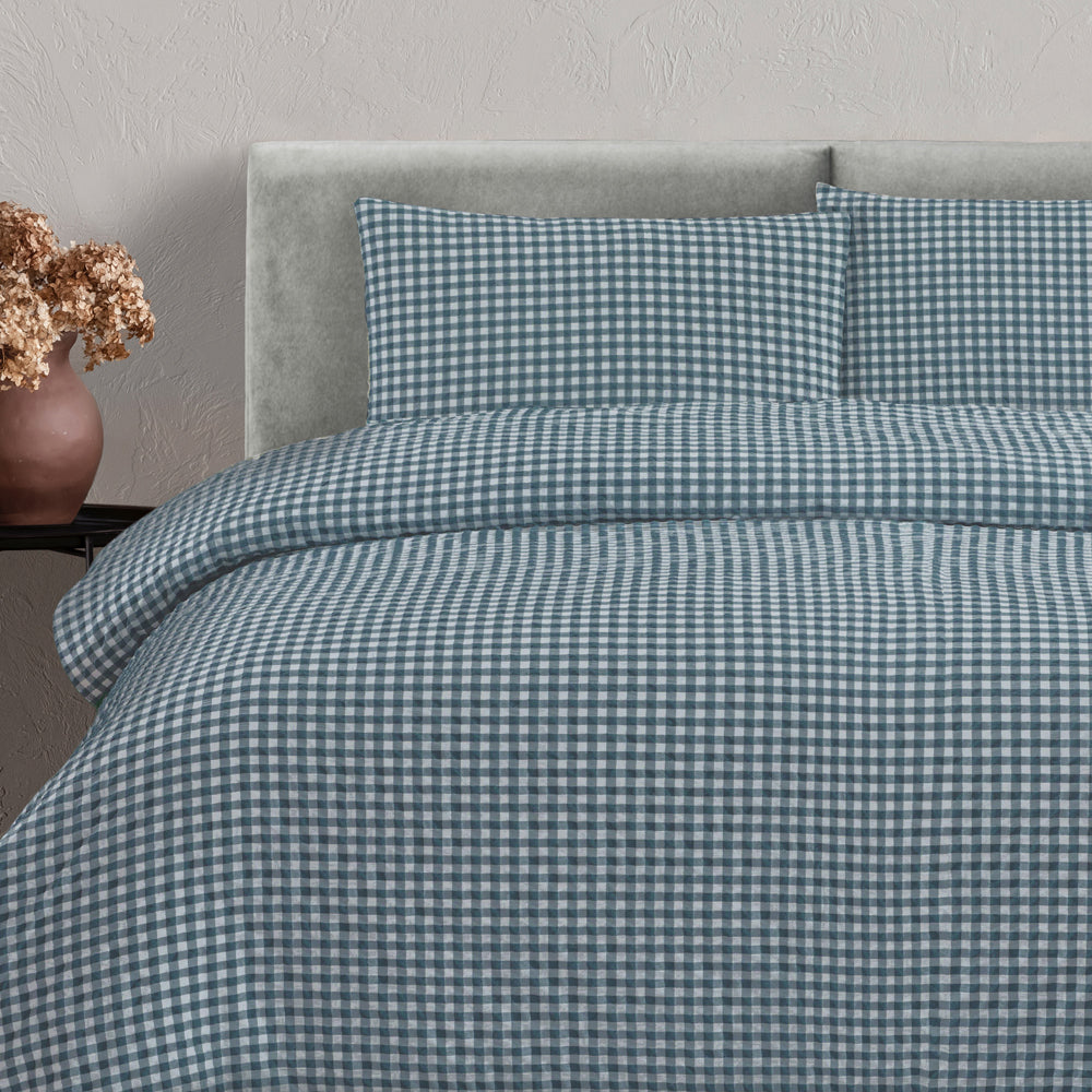Ardor Boudoir Rowe Teal Quilt Cover Set Closeup | My Linen