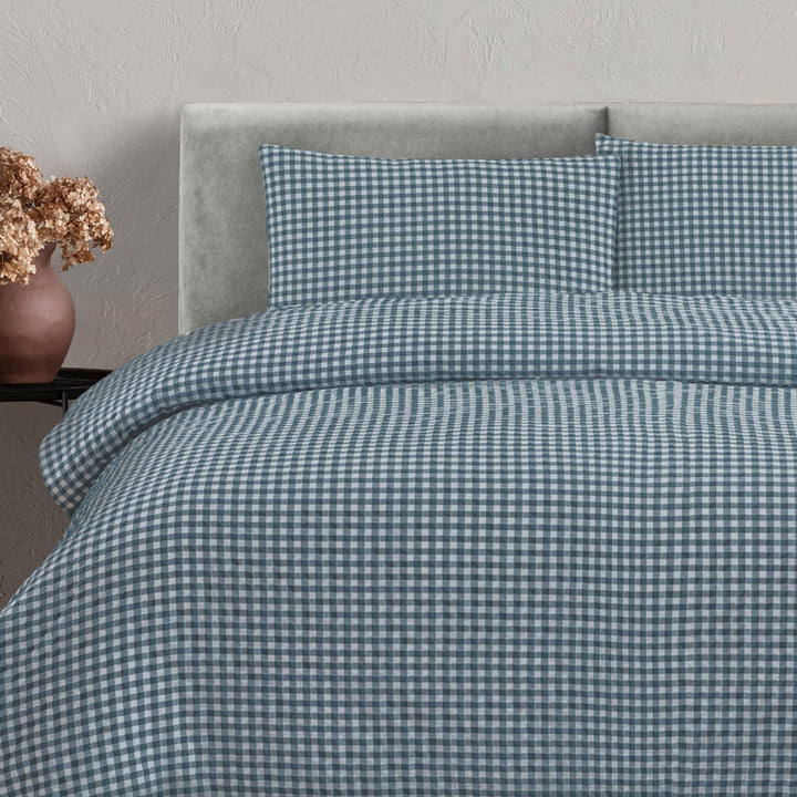 Ardor Boudoir Rowe Teal Quilt Cover Set Closeup | My Linen