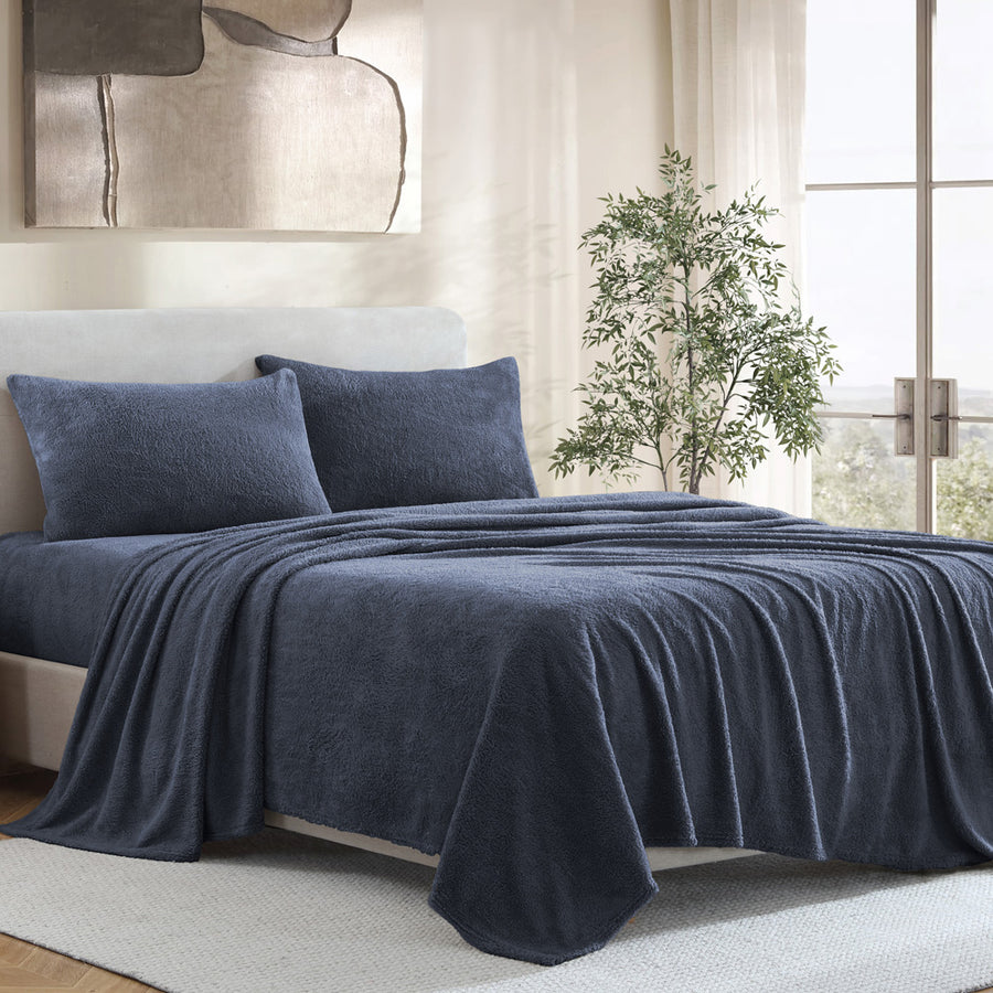 Ardor Boudoir Teddy Fleece Navy Sheet Set | My Linen
