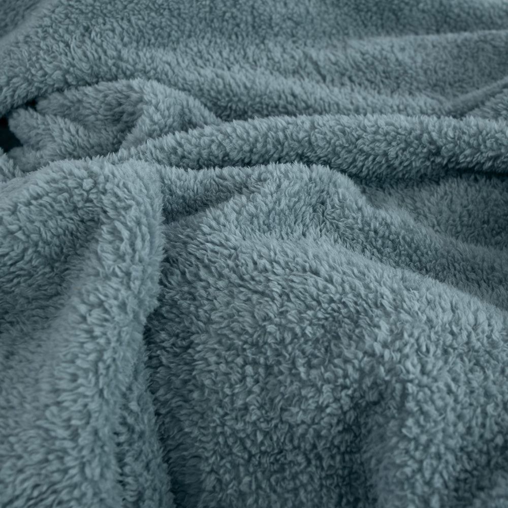 Ardor Boudoir Teddy Fleece Sea Mist Blanket Detail | My Linen