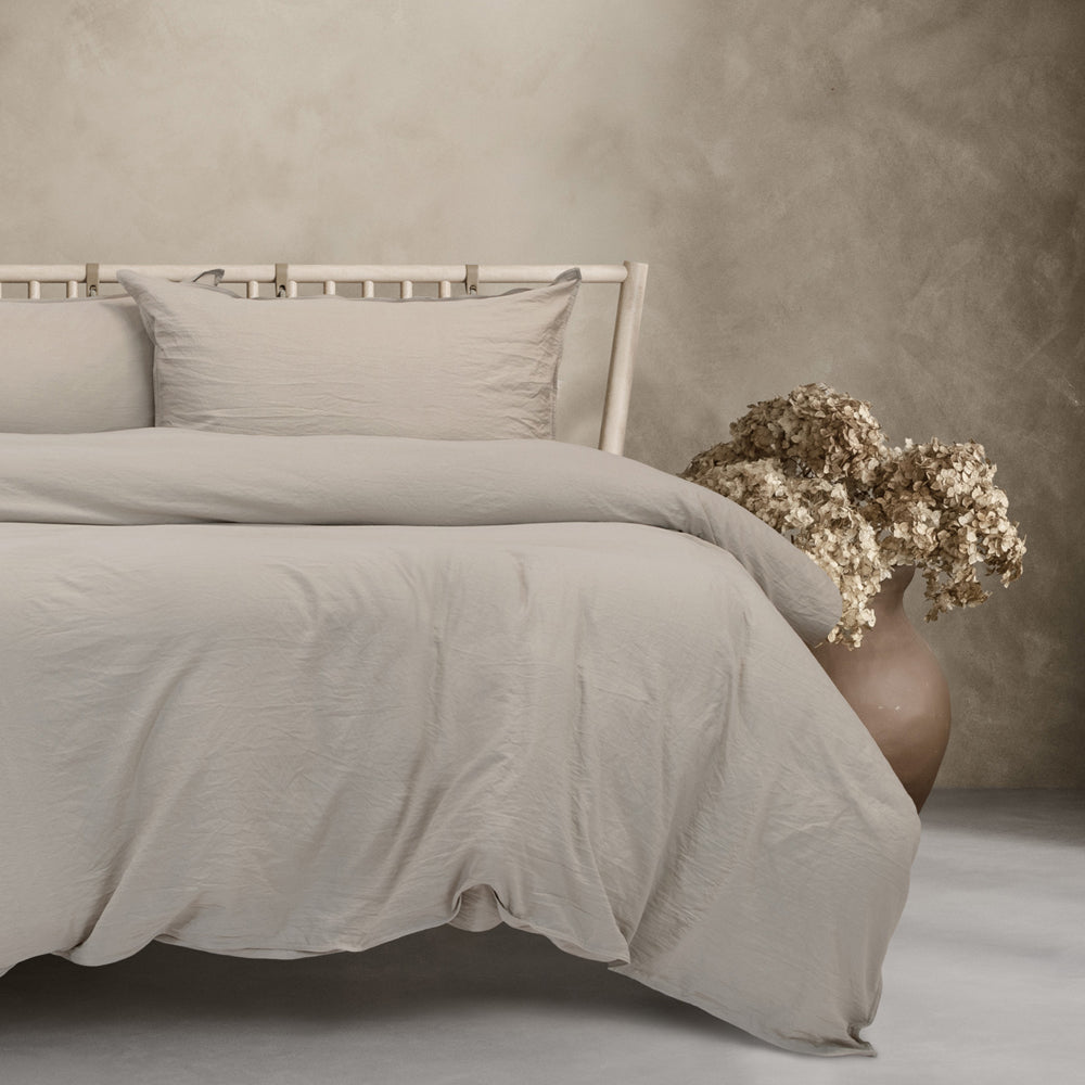Ardor Boudoir Vintage Washed Grey Quilt Cover Set Closeup | My Linen