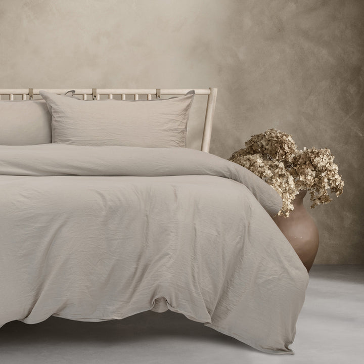 Ardor Boudoir Vintage Washed Grey Quilt Cover Set Closeup | My Linen