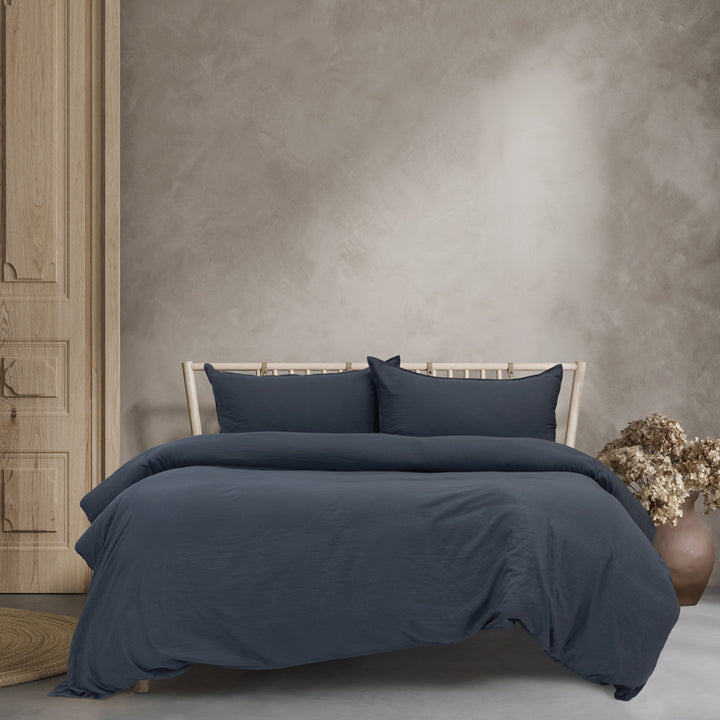 Ardor Boudoir Vintage Washed Navy Quilt Cover Set | My Linen