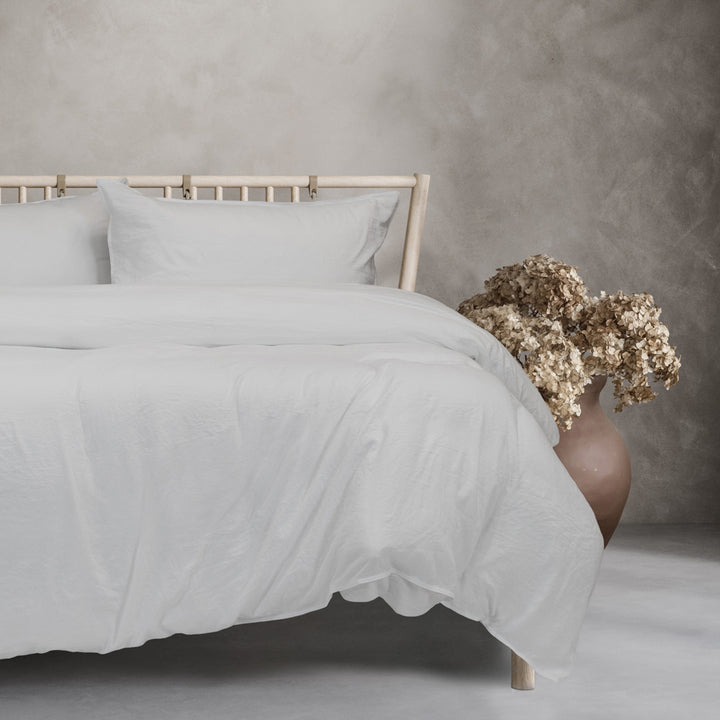 Ardor Boudoir Vintage Washed White Quilt Cover Set Closeup | My Linen