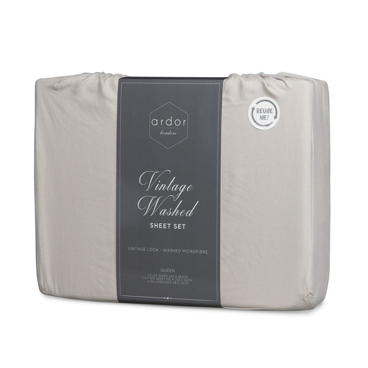 Ardor Boudoir Vintage Washed Grey Sheet Set Packaged | My Linen