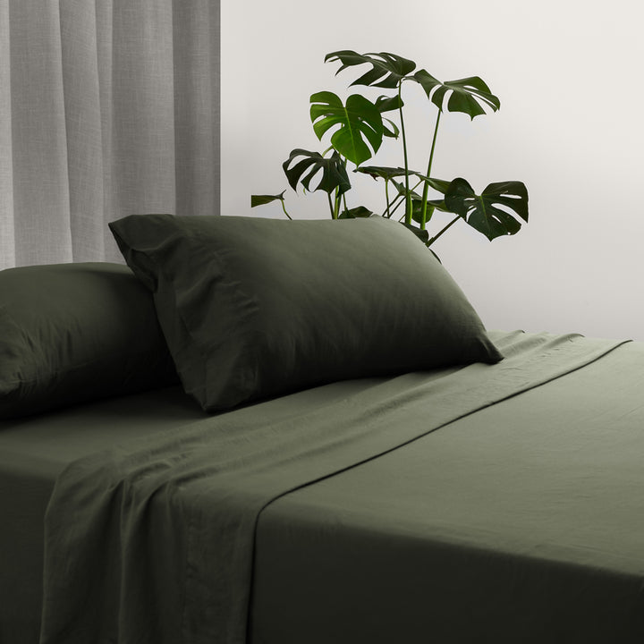 Ardor Boudoir Vintage Washed Khaki Sheet Set Lifestyle | My Linen