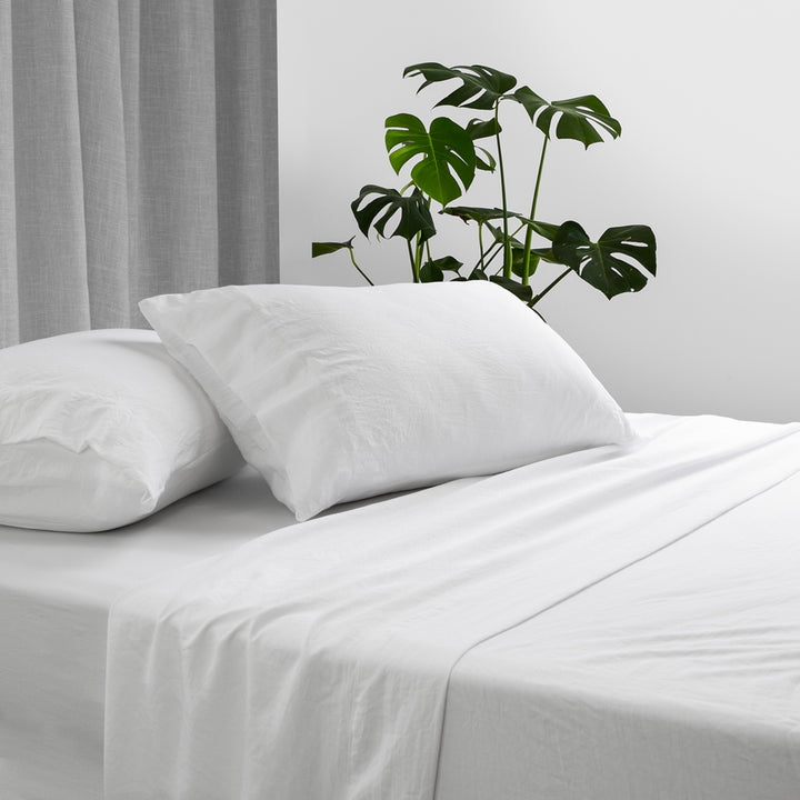 Ardor Boudoir Vintage Washed White Sheet Set Lifestyle | My Linen
