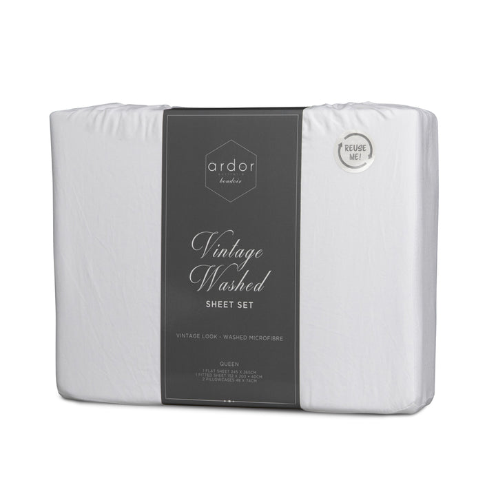 Ardor Boudoir Vintage Washed White Sheet Set Packaged | My Linen