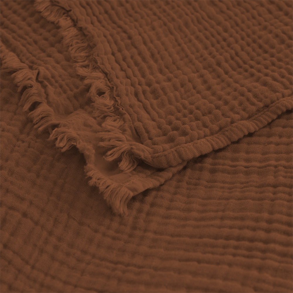 Algodon Capri Rust Cotton Throw Detail | My Linen