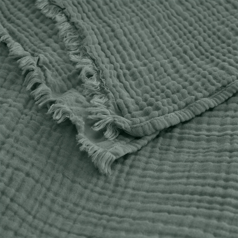 Algodon Capri Seafoam Cotton Throw Detail | My Linen