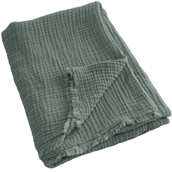 Algodon Capri Seafoam Cotton Throw Folded | My Linen