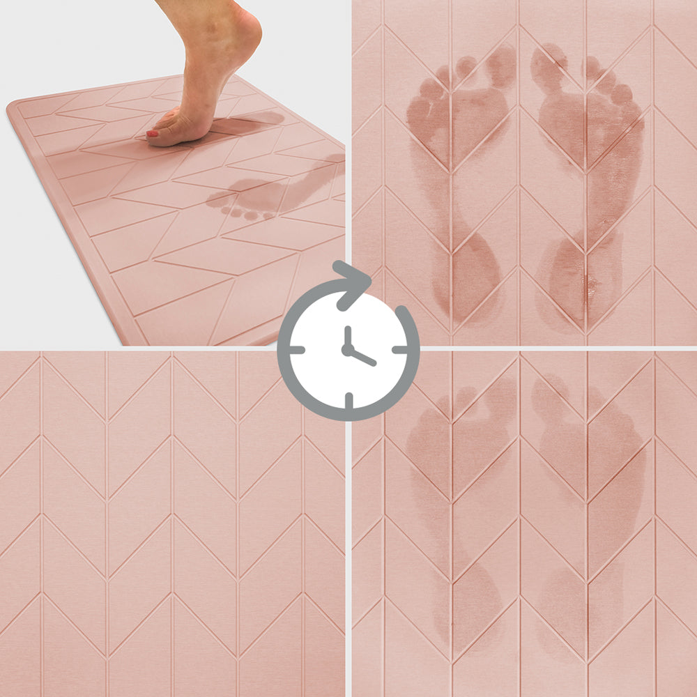 Algodon Dri Bath Stone Blush Bath Mat Drying Detail | My Linen