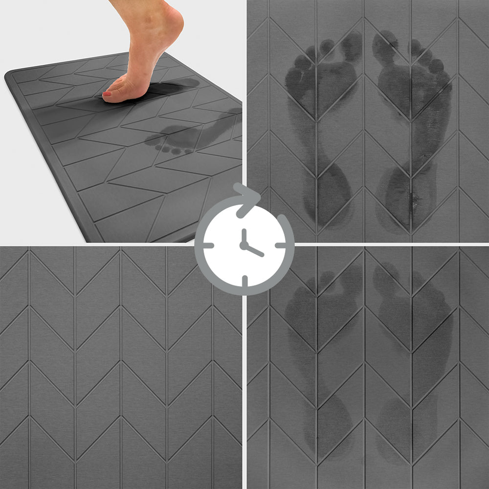 Algodon Dri Bath Stone Charcoal Bath Mat Drying Detail | My Linen