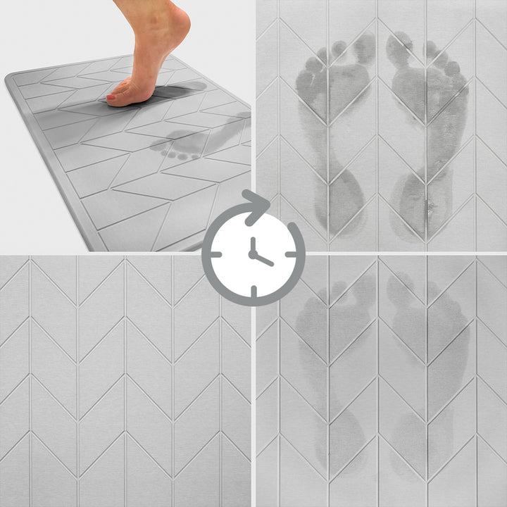 Algodon Dri Bath Stone Light Grey Bath Mat Drying Detail | My Linen