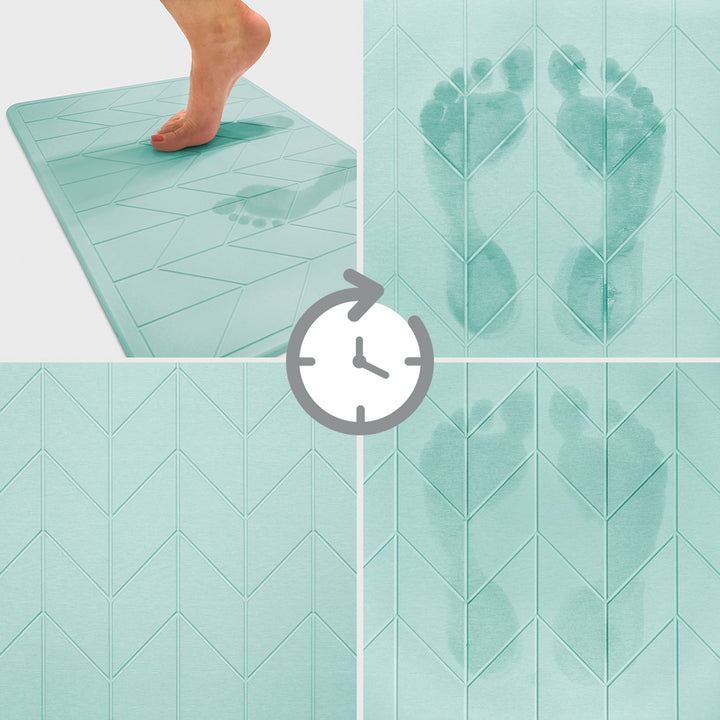 Algodon Dri Bath Stone Marine Blue Bath Mat Drying Detail | My Linen