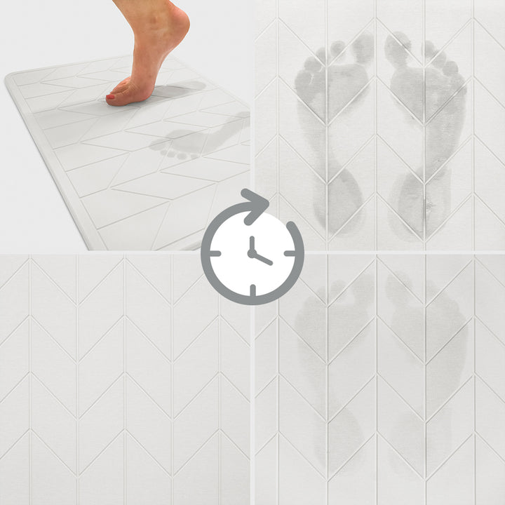 Algodon Dri Bath Stone Natural White Bath Mat Drying Detail | My Linen