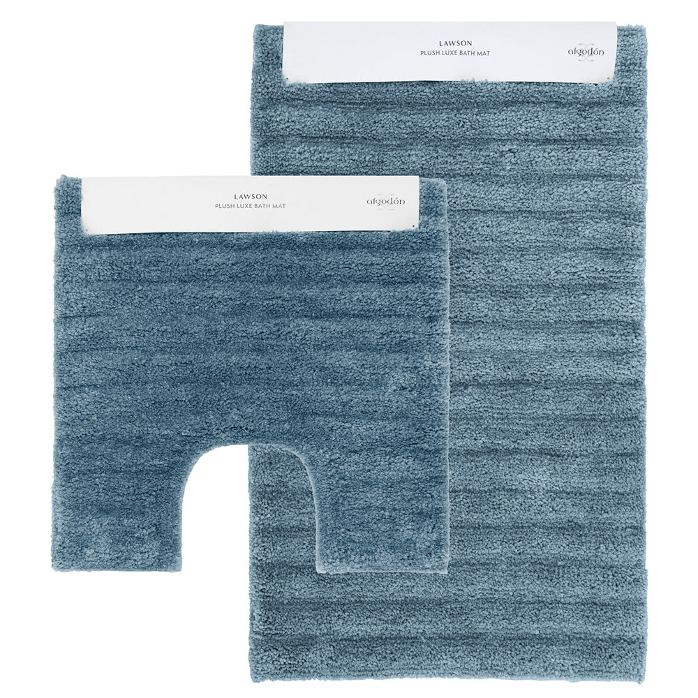 Algodon Lawson Plush Denim 2pc Bath Mat Set | My Linen