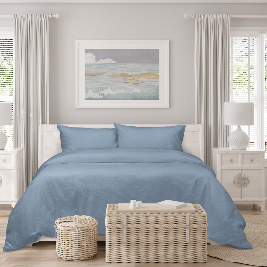 Algodon Romy Blue Quilt Cover Set | My Linen