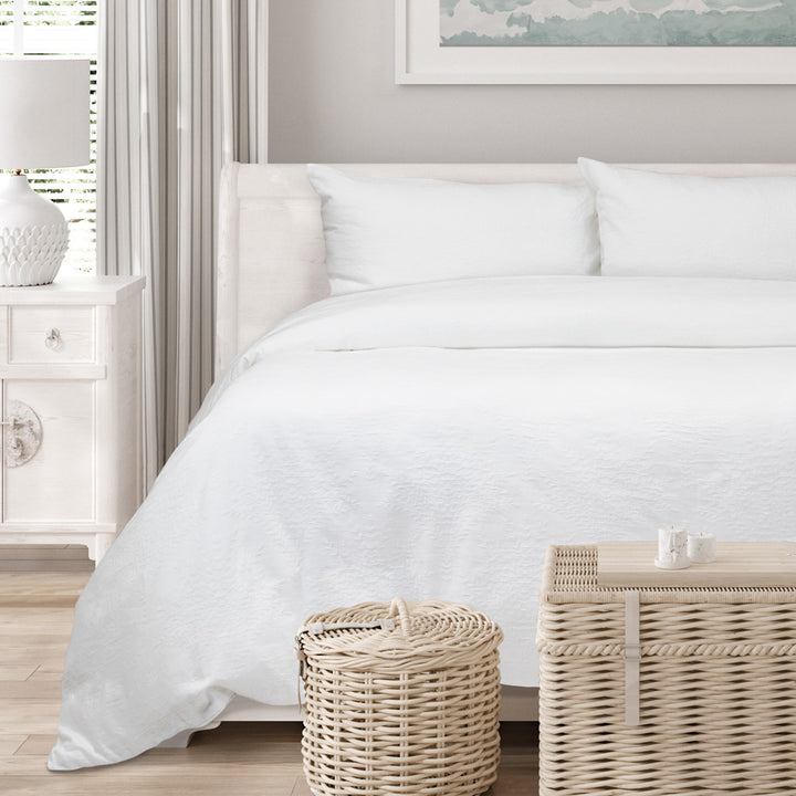 Algodon Romy White Quilt Cover Set Closeup | My Linen