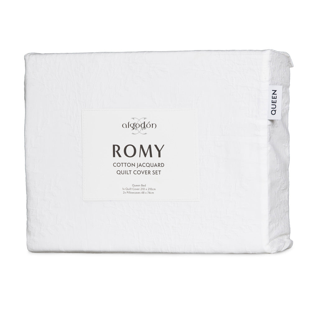 Algodon Romy White Quilt Cover Set Packaged | My Linen