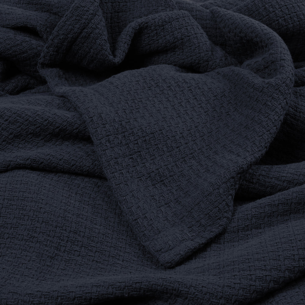 Algodon Sophie Cotton Waffle Charcoal Blanket Detail | My Linen