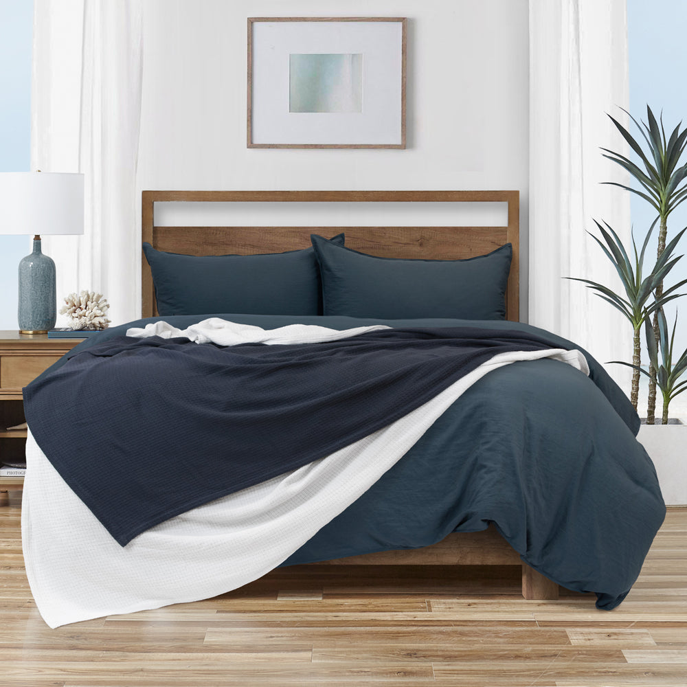Algodon Sophie Cotton Waffle Charcoal Blanket Lifestyle | My Linen